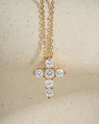 Small Round Cross Pendant Necklace