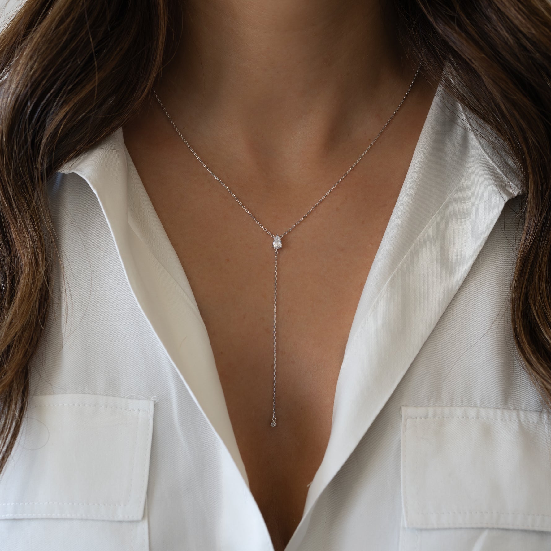 Pear Drop Lariat Necklace