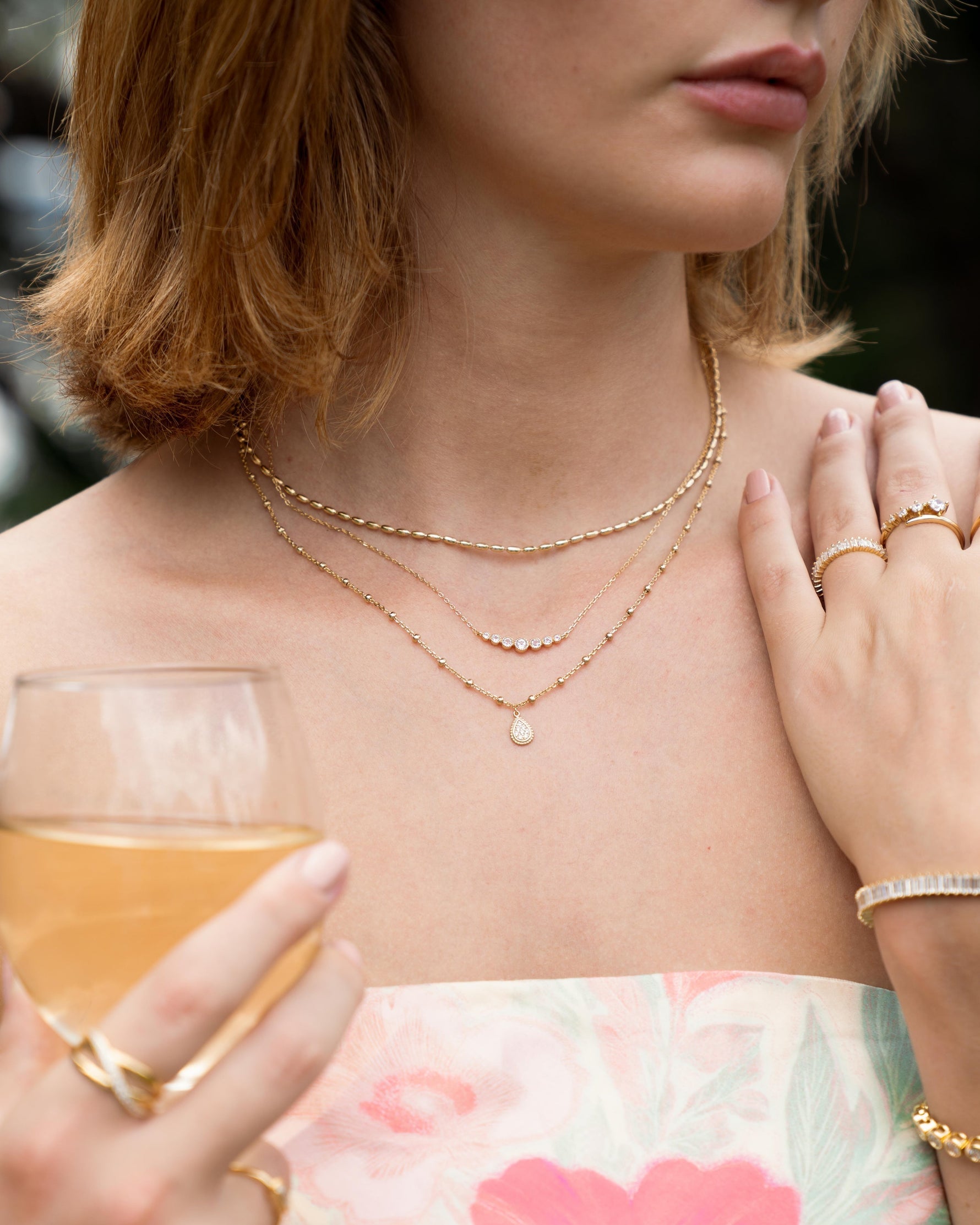 Bezel Gradient Bar Necklace