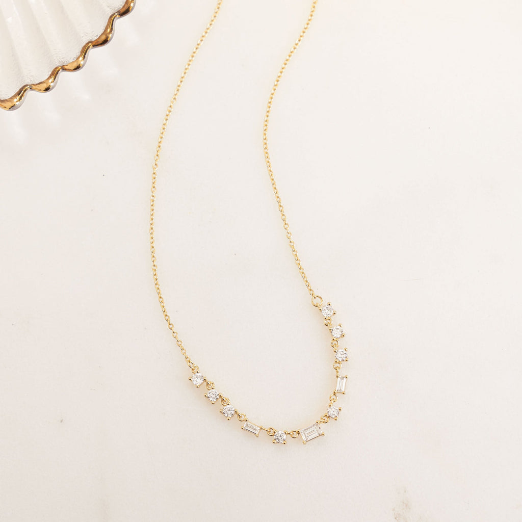 Baguette & Round Station Necklace