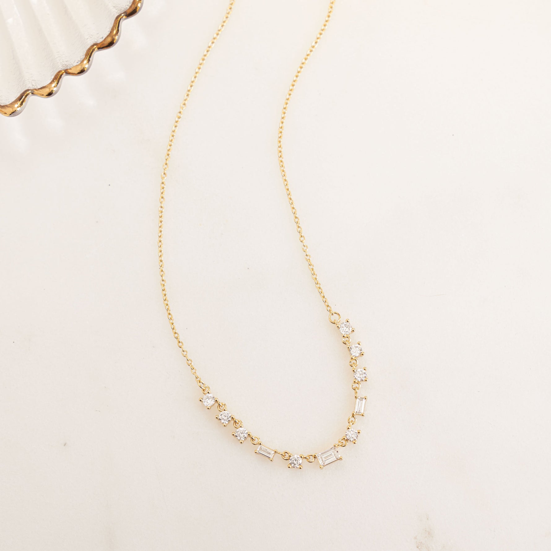 Baguette & Round Station Necklace