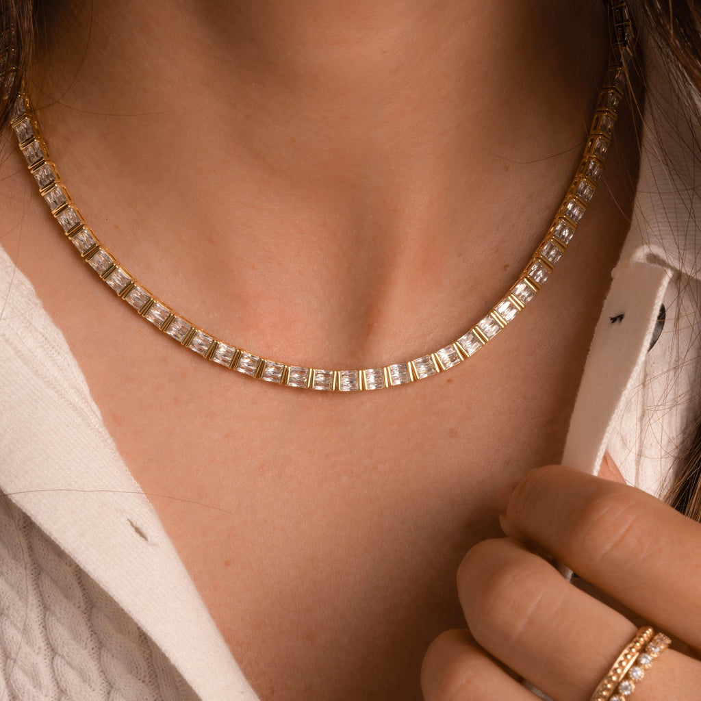 Baguette Bar Tennis Necklace