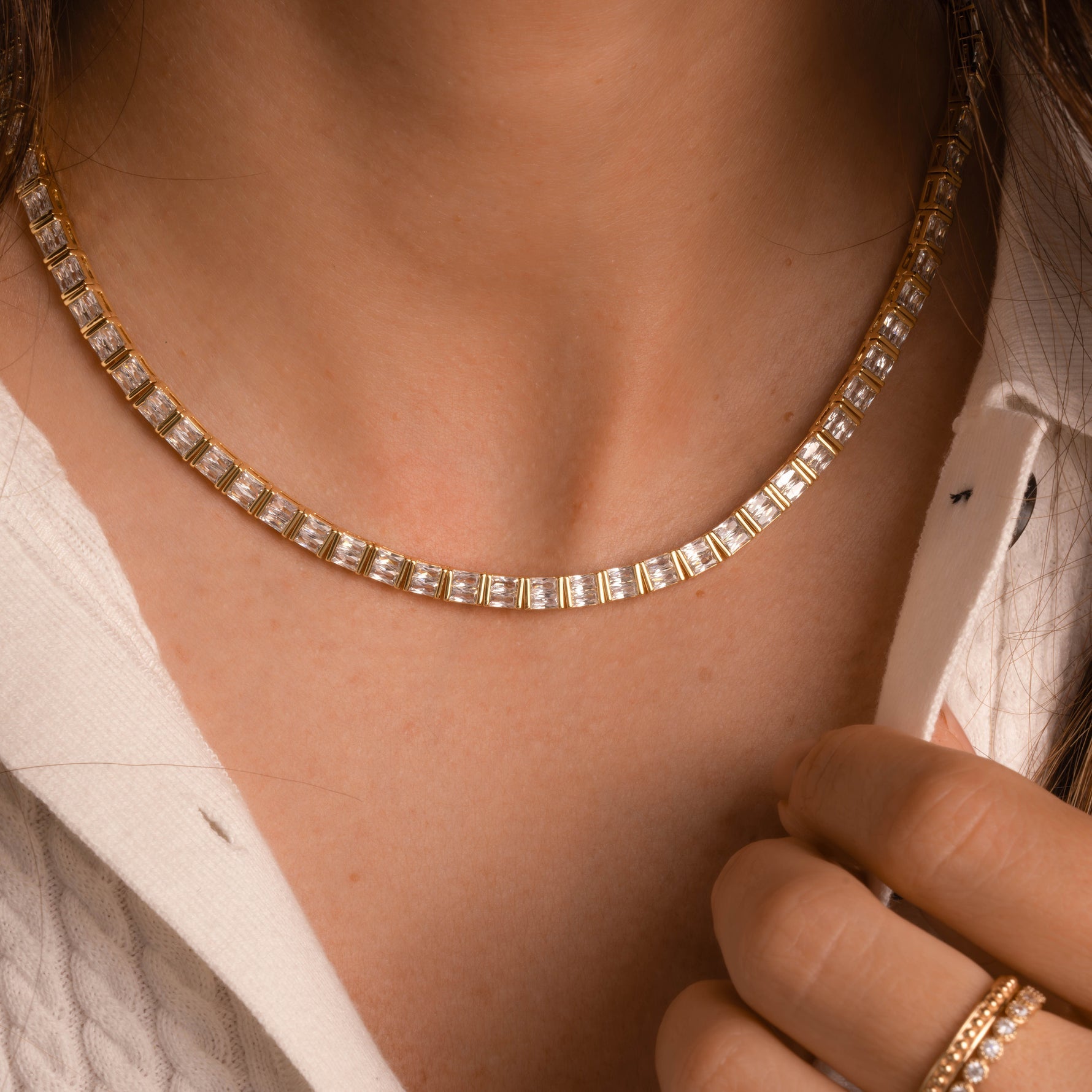 Baguette Bar Tennis Necklace