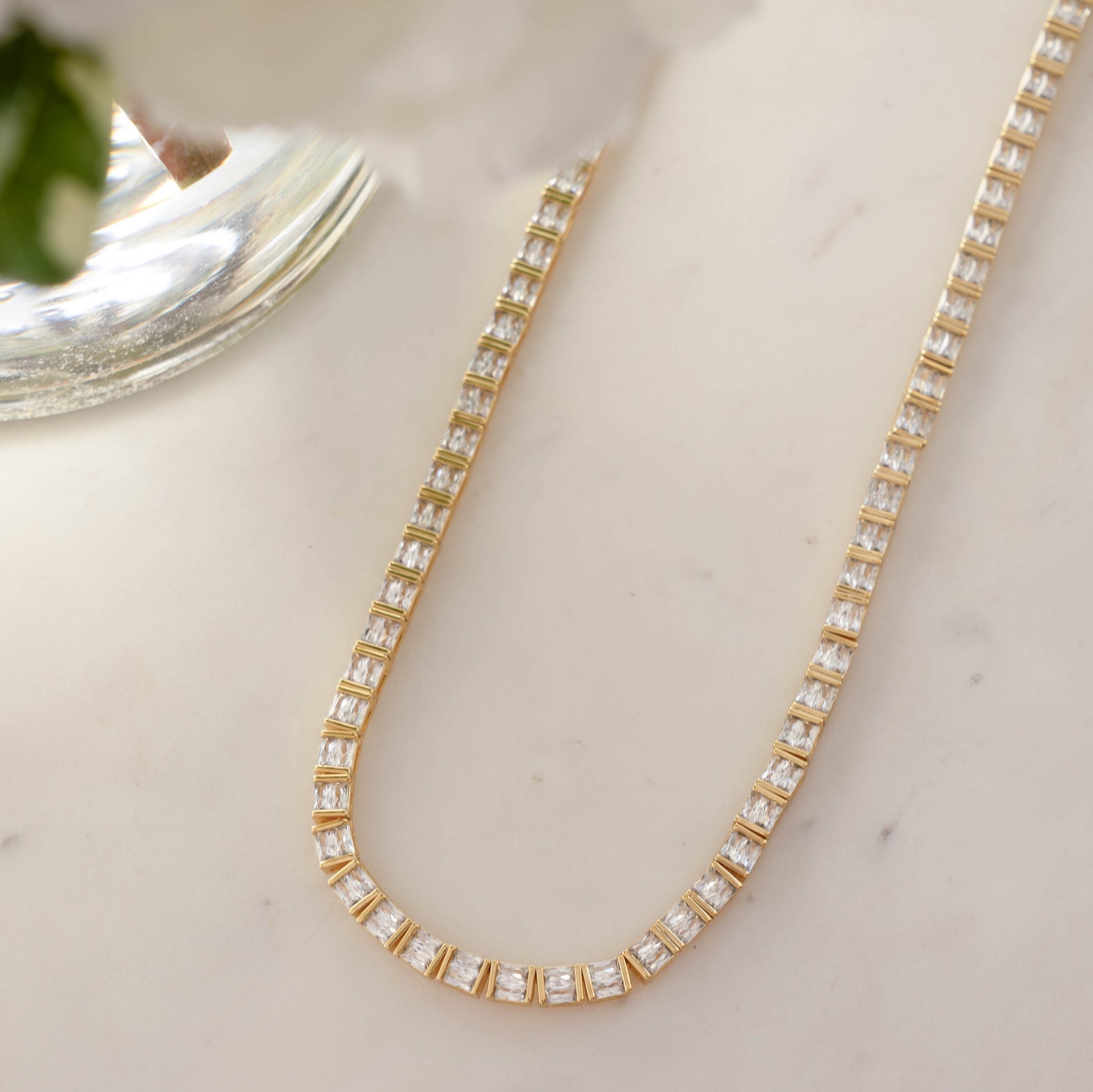 Baguette Bar Tennis Necklace