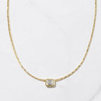 Bezel Setting Emerald Cut Statement Necklace