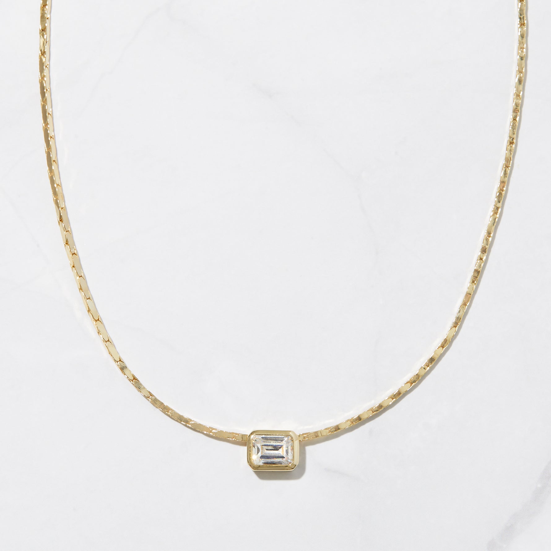 Bezel Setting Emerald Cut Statement Necklace