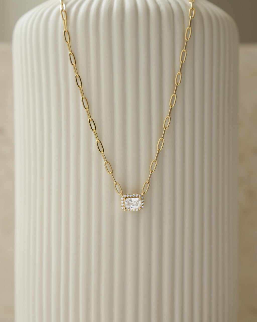 Radiant Halo Paperlink Chain Necklace