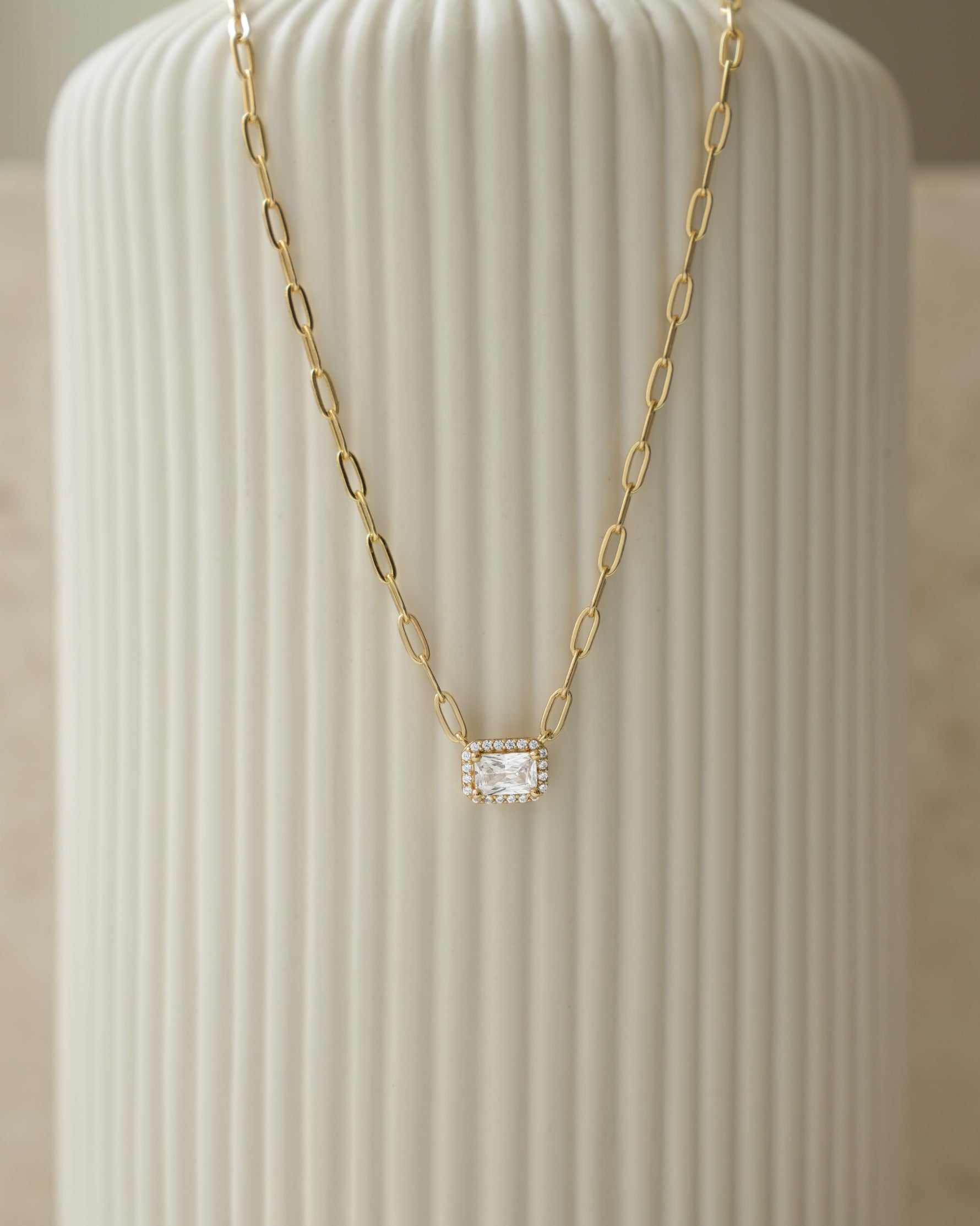 Radiant Halo Paperlink Chain Necklace