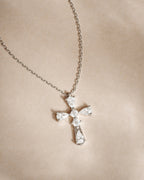 Pear Accent Cross Pendant Necklace