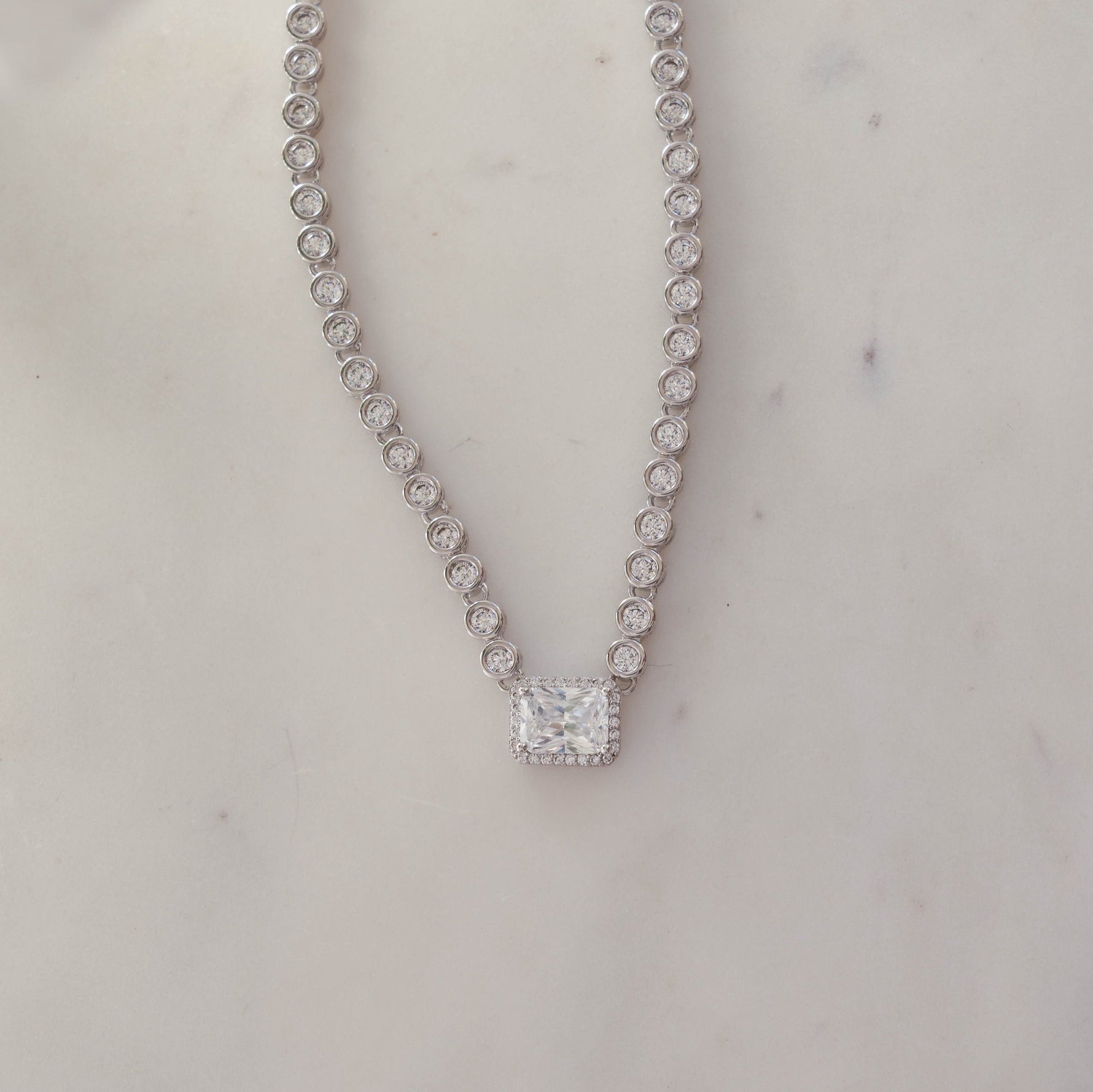 Signature Bezel Tennis Necklace