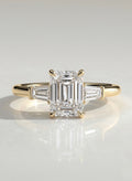 The Victoria Ring - Emerald Three Stone DIamond Ring