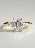 The Victoria Ring - Emerald Three Stone DIamond Ring