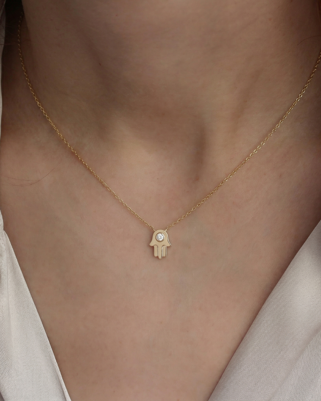 Tiny Hamsa Pendant Necklace