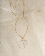 Round Studded Cross Pendant Necklace