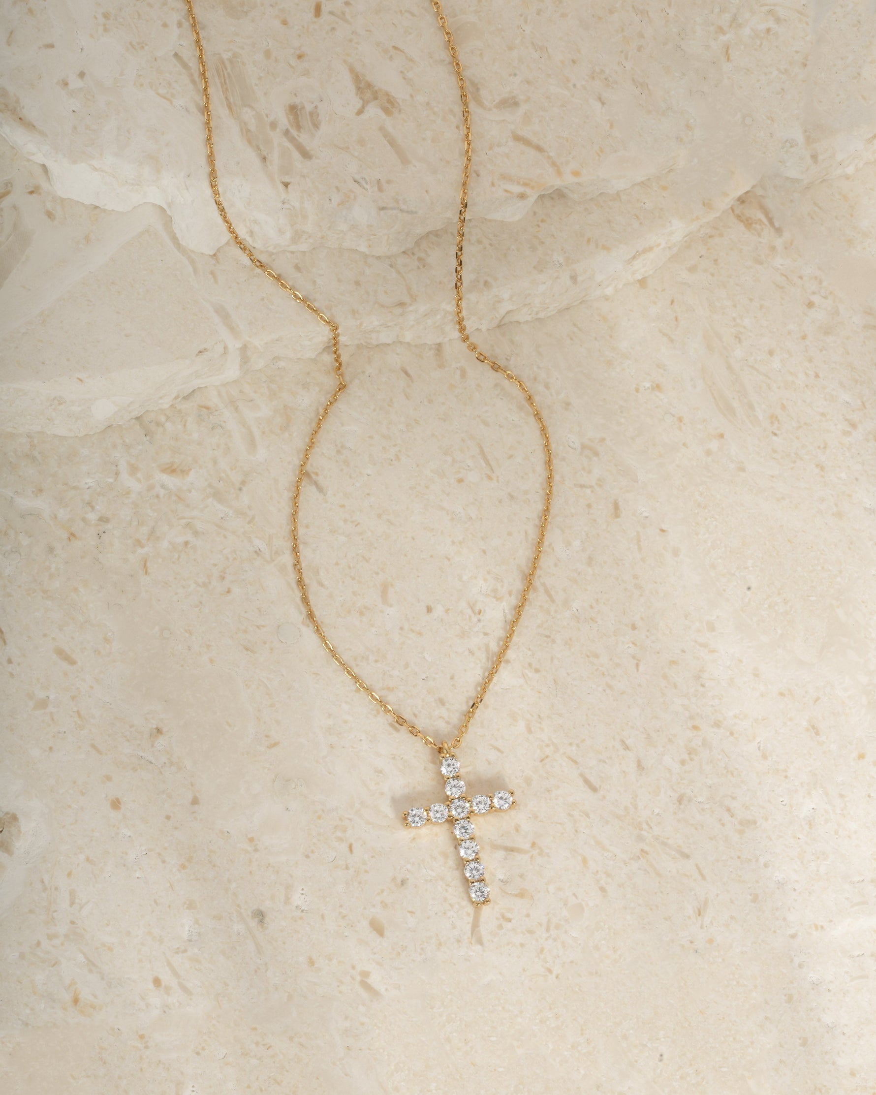 Round Studded Cross Pendant Necklace