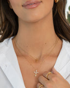 Pear Accent Cross Pendant Necklace