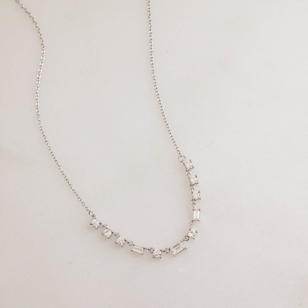 Baguette & Round Station Necklace