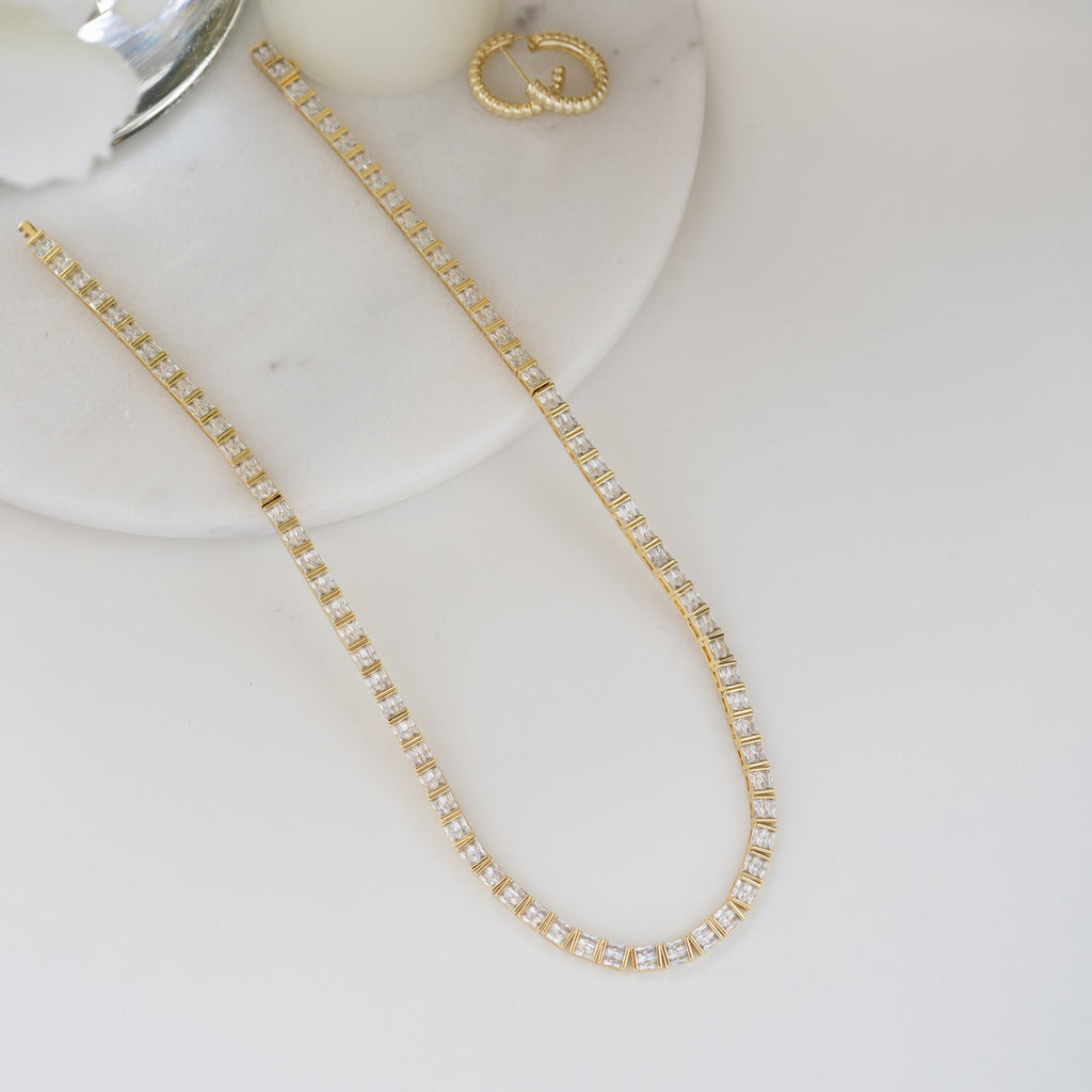 Baguette Bar Tennis Necklace