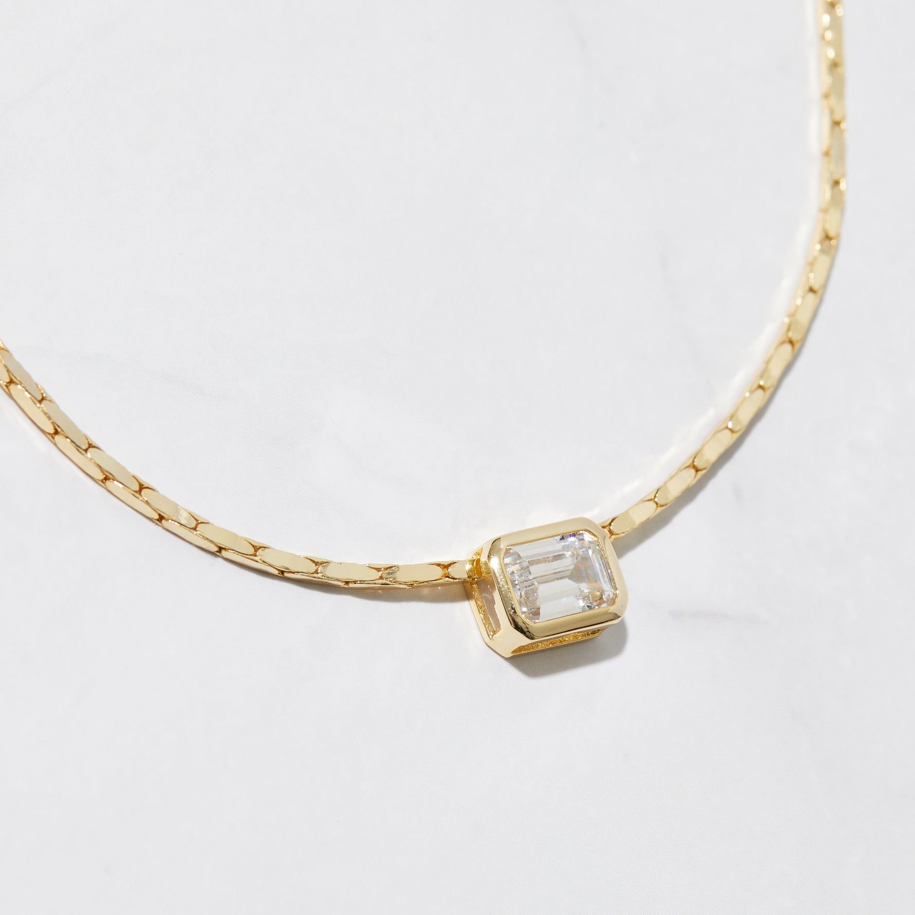 Bezel Setting Emerald Cut Statement Necklace