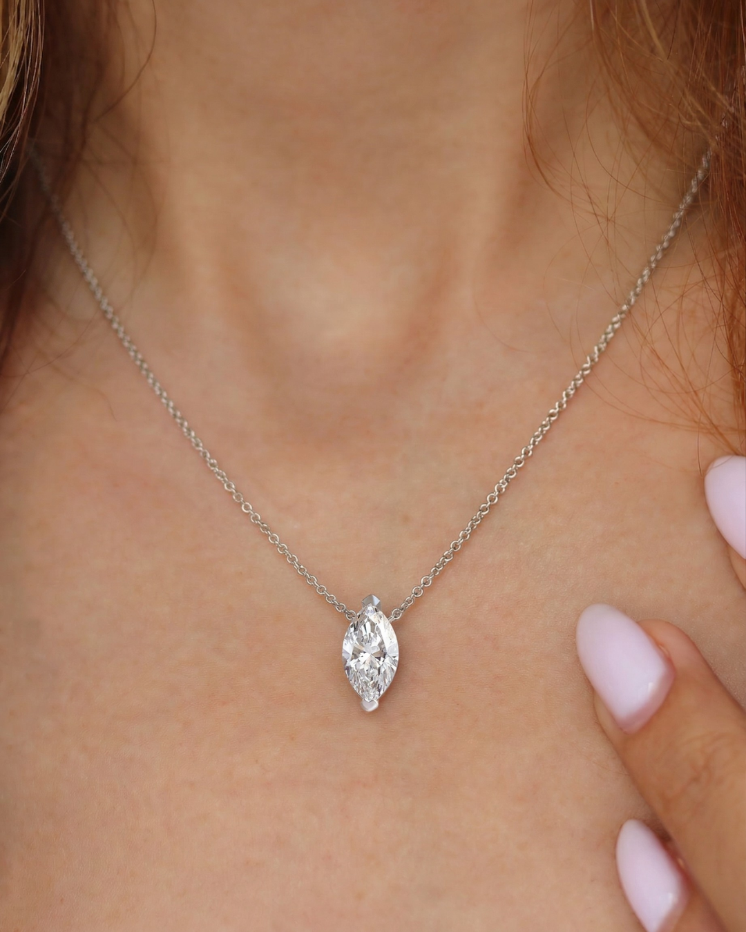 Marquise Cut Diamond Solitaire Necklace
