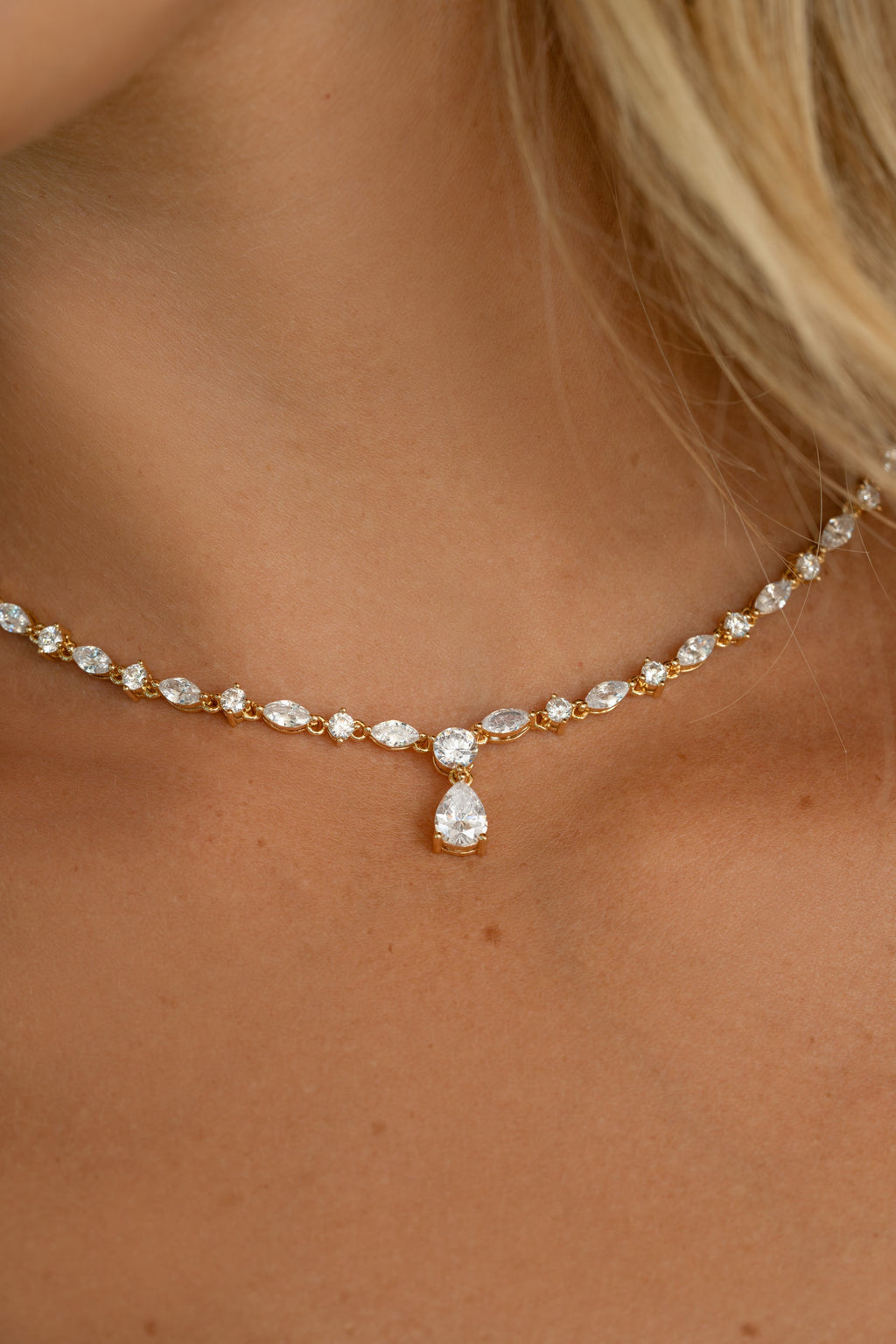 Pear Drop Tennis Necklace