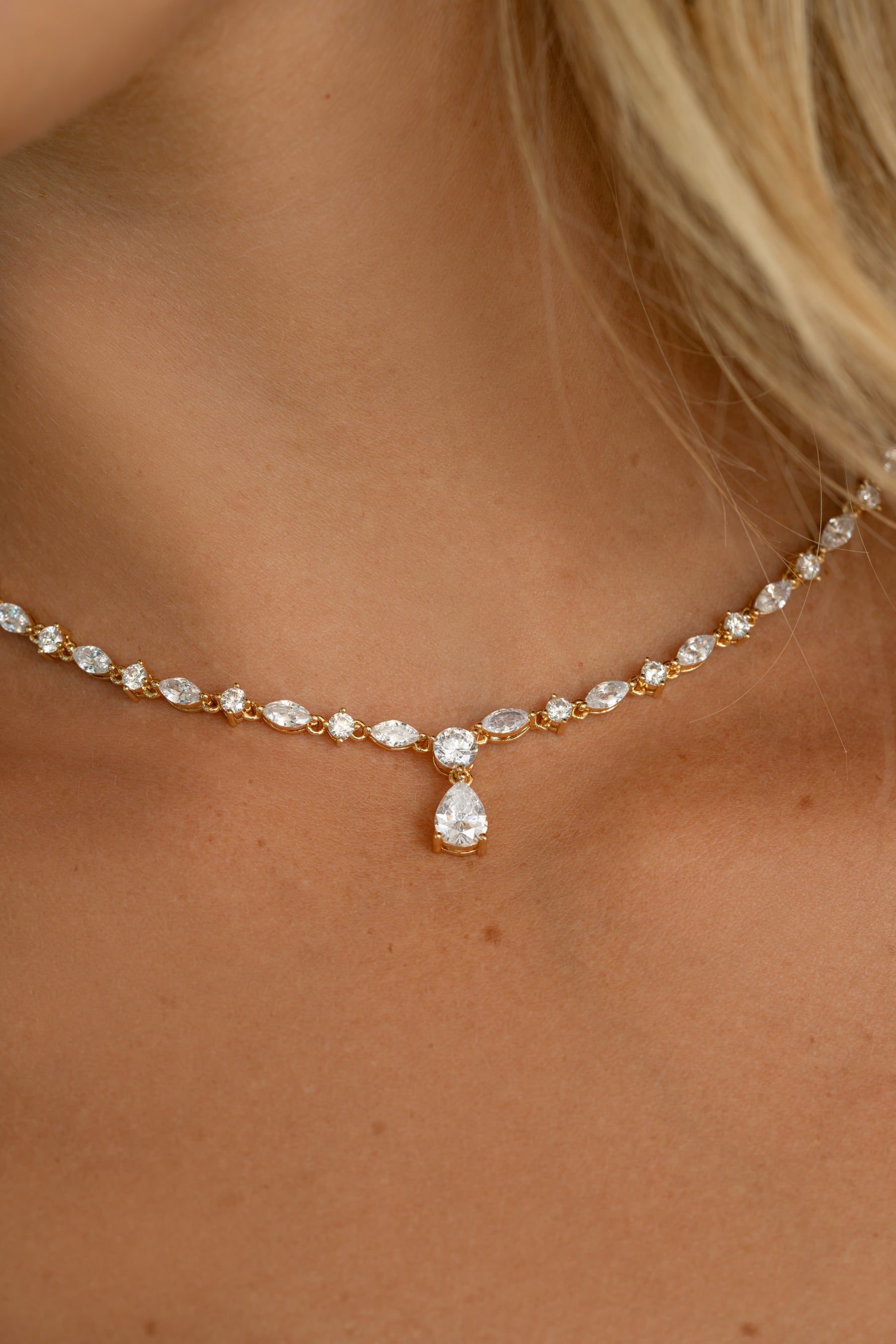 Pear Drop Tennis Necklace
