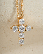 Small Round Cross Pendant Necklace
