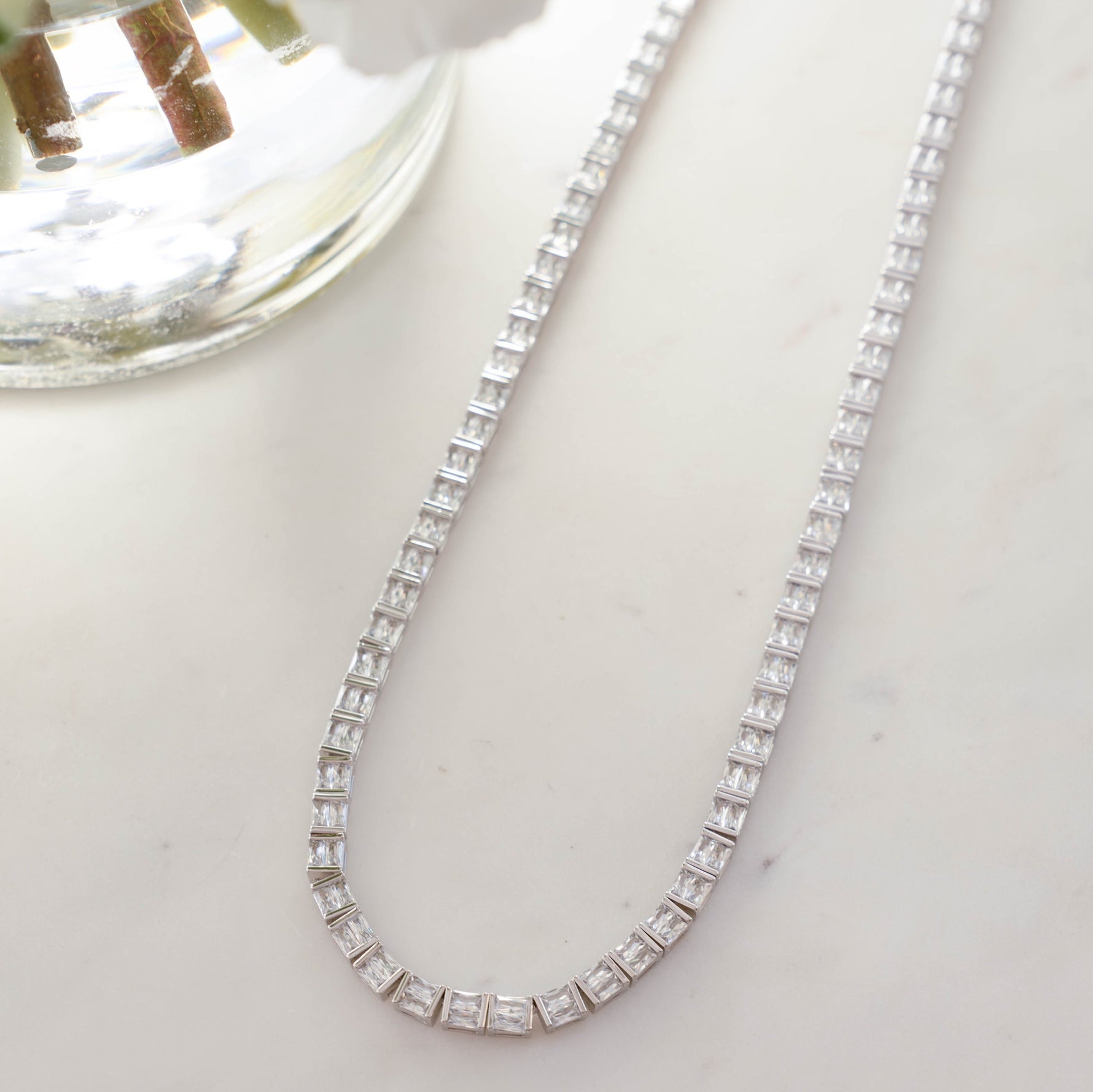 Baguette Bar Tennis Necklace