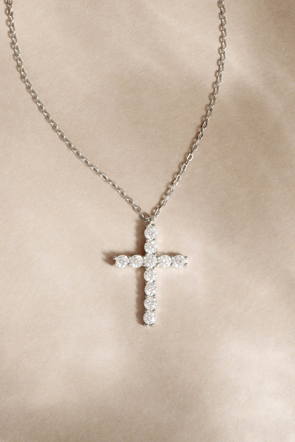 Round Studded Cross Pendant Necklace