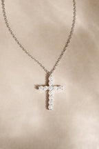 Round Studded Cross Pendant Necklace