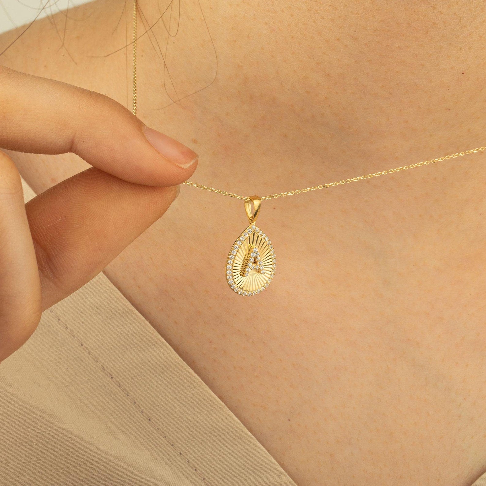 A Letter Diamond Initial Necklace