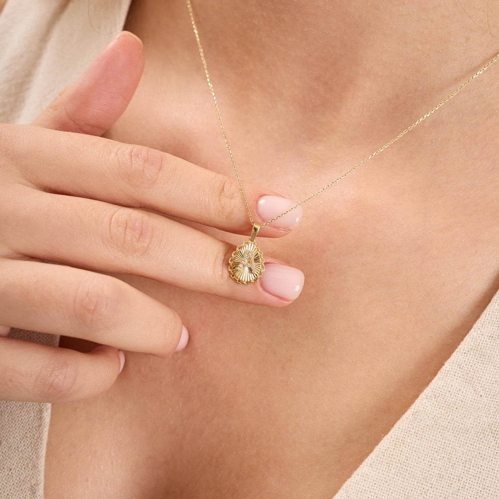 A Letter Diamond Teardrop Initial Necklace