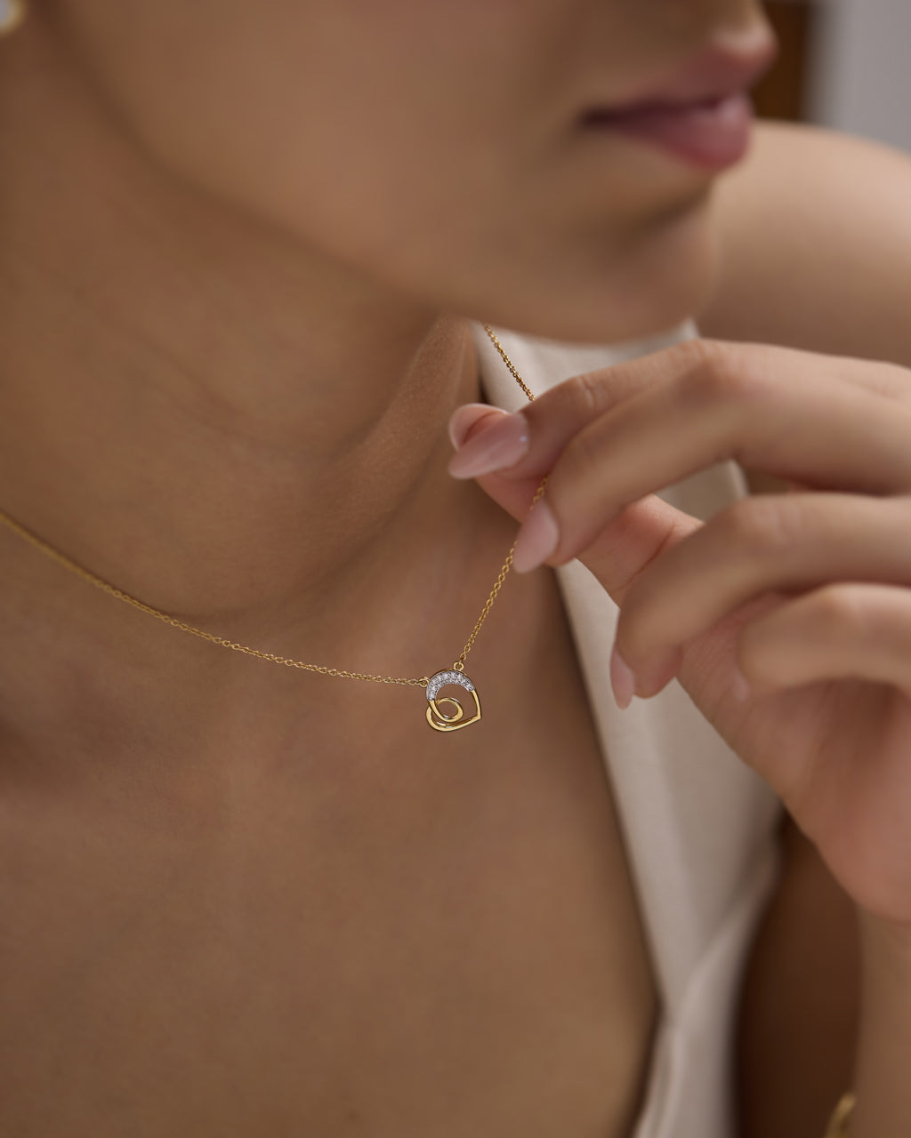 Amour Swirl Diamond Heart Necklace