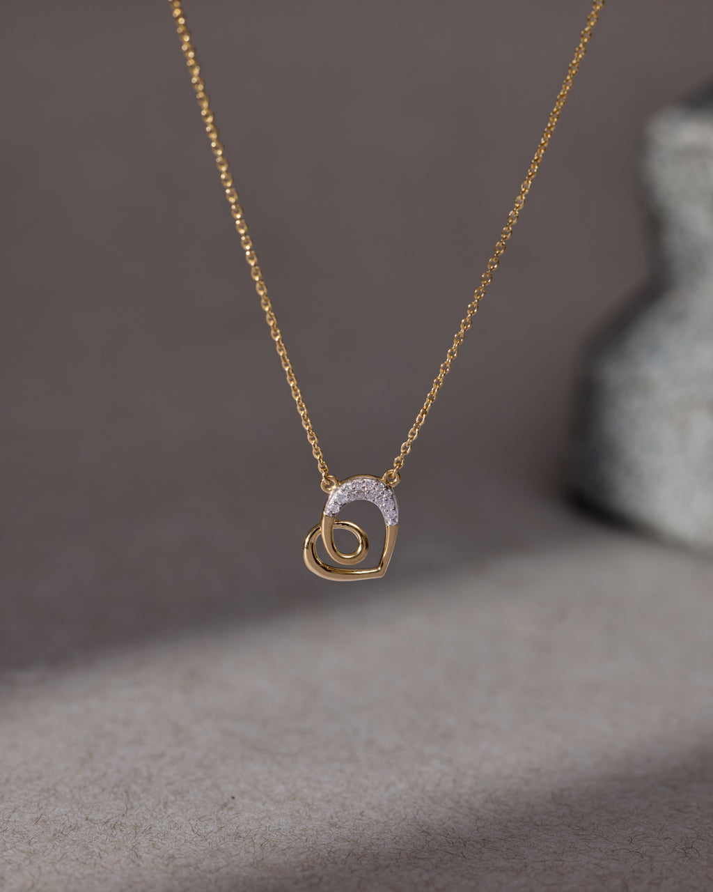 Amour Swirl Diamond Heart Necklace
