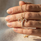 Aries Ram Horn Pavé Pendant Necklace