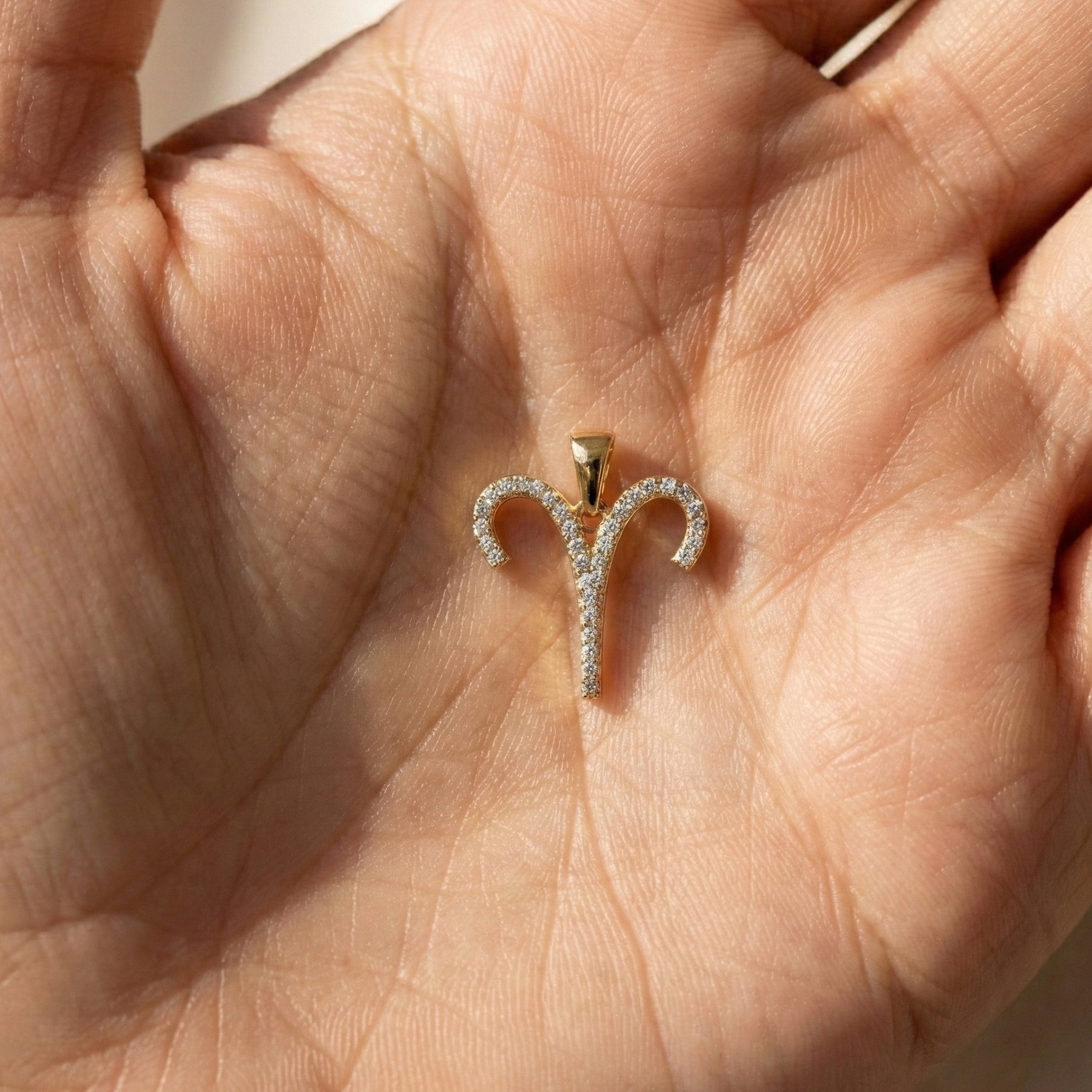 Aries Ram Horn Pavé Pendant Necklace