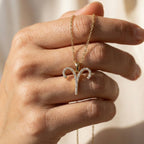 Aries Ram Horn Pavé Pendant Necklace