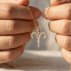 Aries Ram Horn Pavé Pendant Necklace