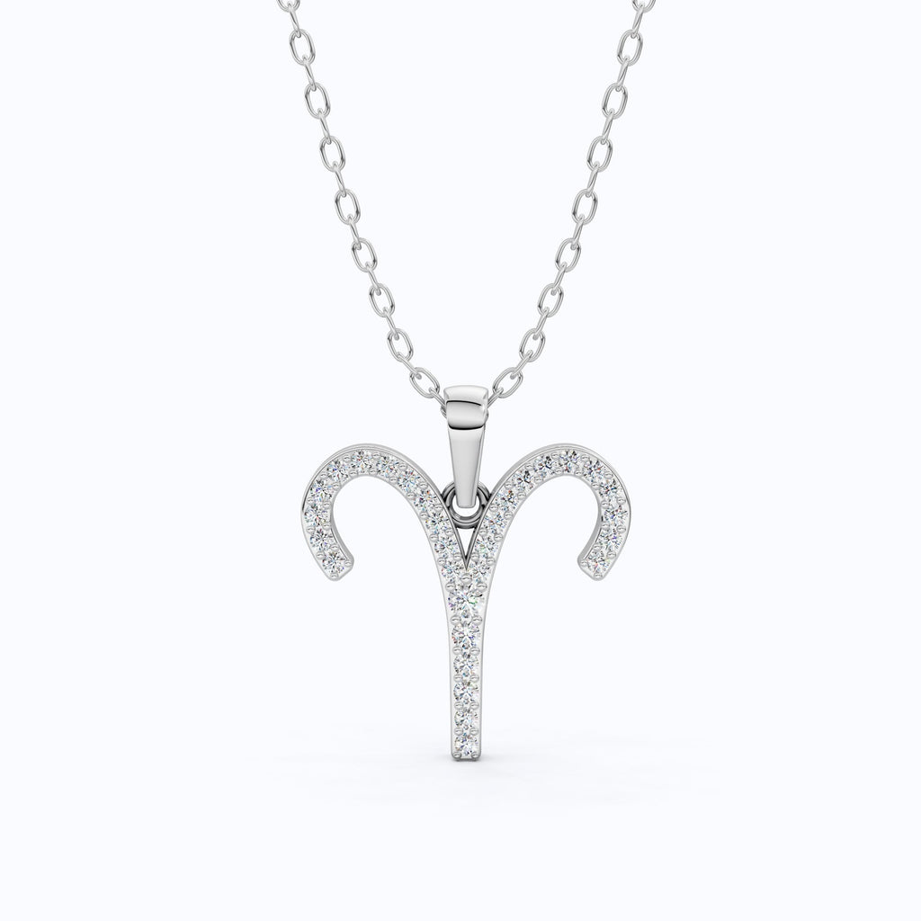 Aries Ram Horn Pavé Pendant Necklace
