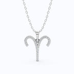 Aries Ram Horn Pavé Pendant Necklace