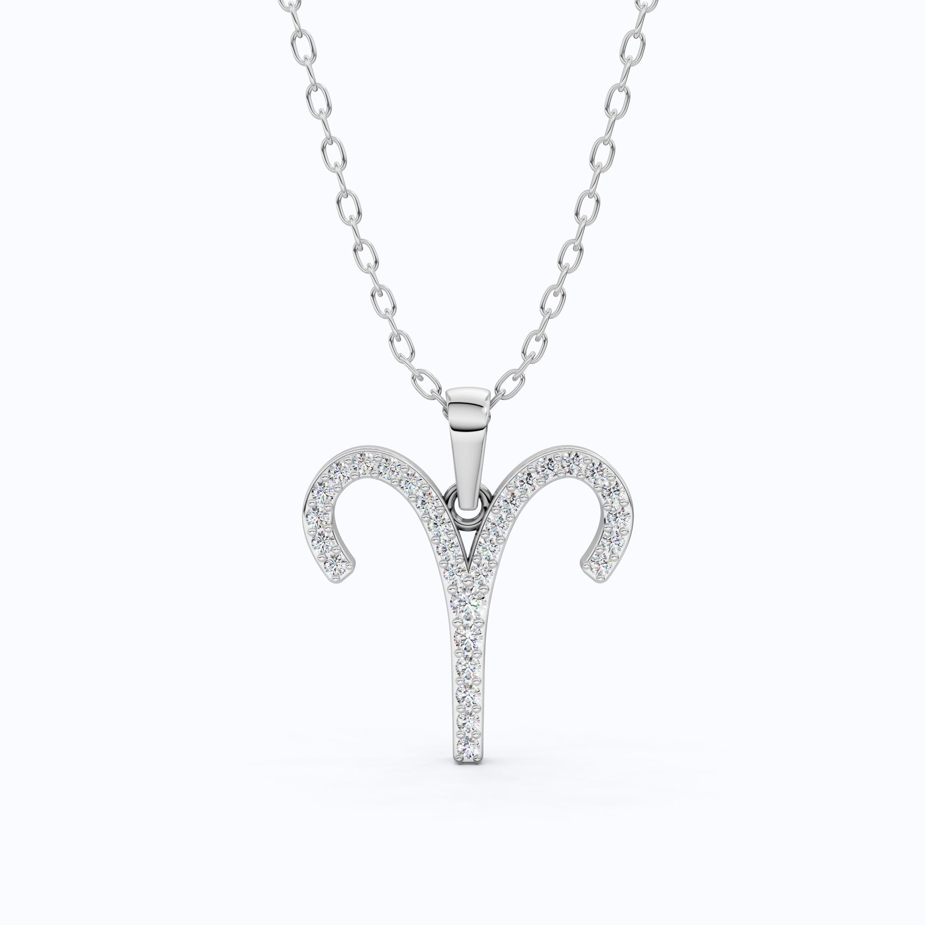 Aries Ram Horn Pavé Pendant Necklace