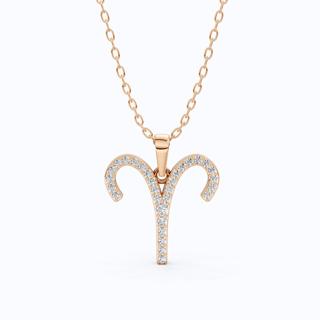Aries Ram Horn Pavé Pendant Necklace