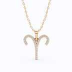 Aries Ram Horn Pavé Pendant Necklace