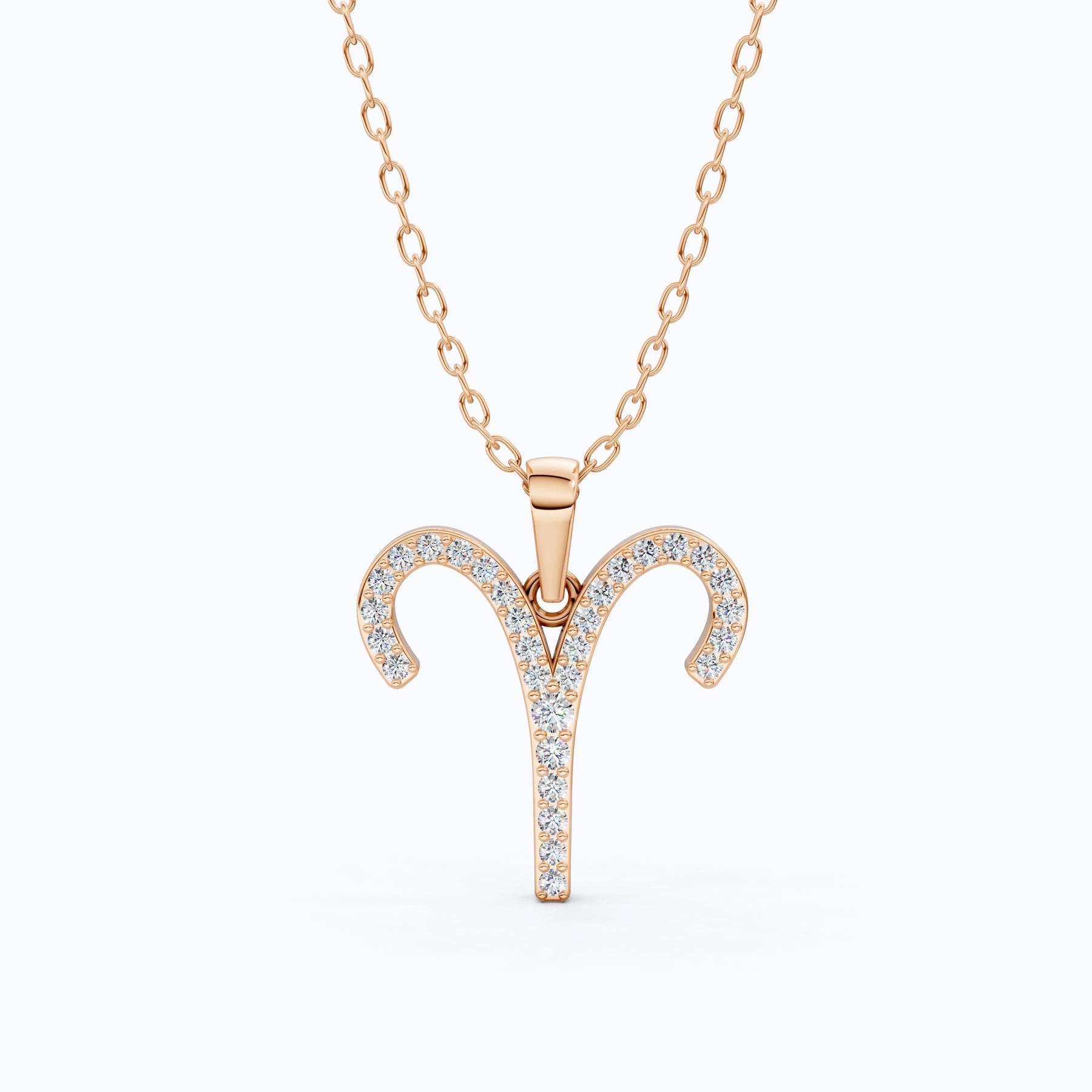 Aries Ram Horn Pavé Pendant Necklace