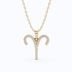 Aries Ram Horn Pavé Pendant Necklace