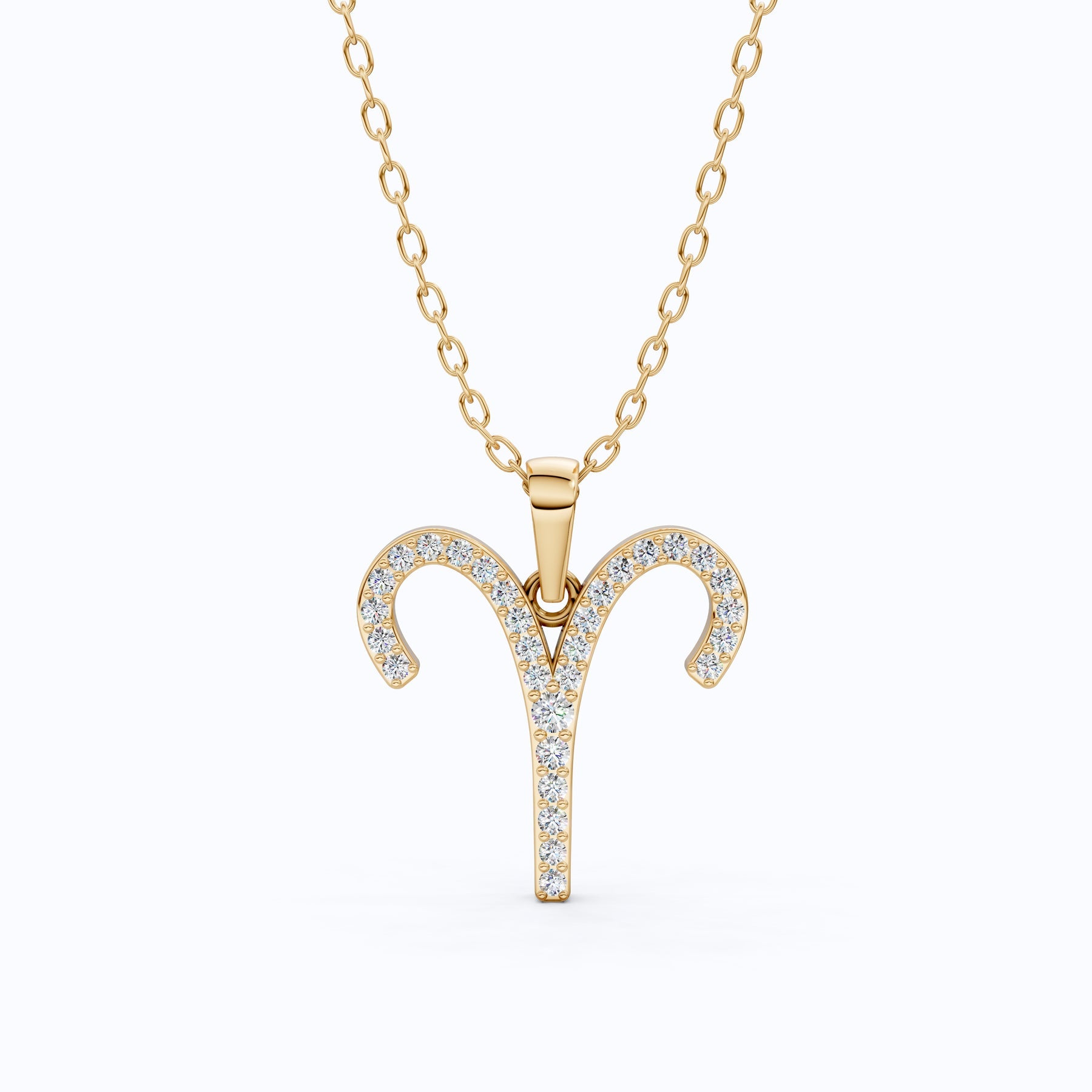 Aries Ram Horn Pavé Pendant Necklace