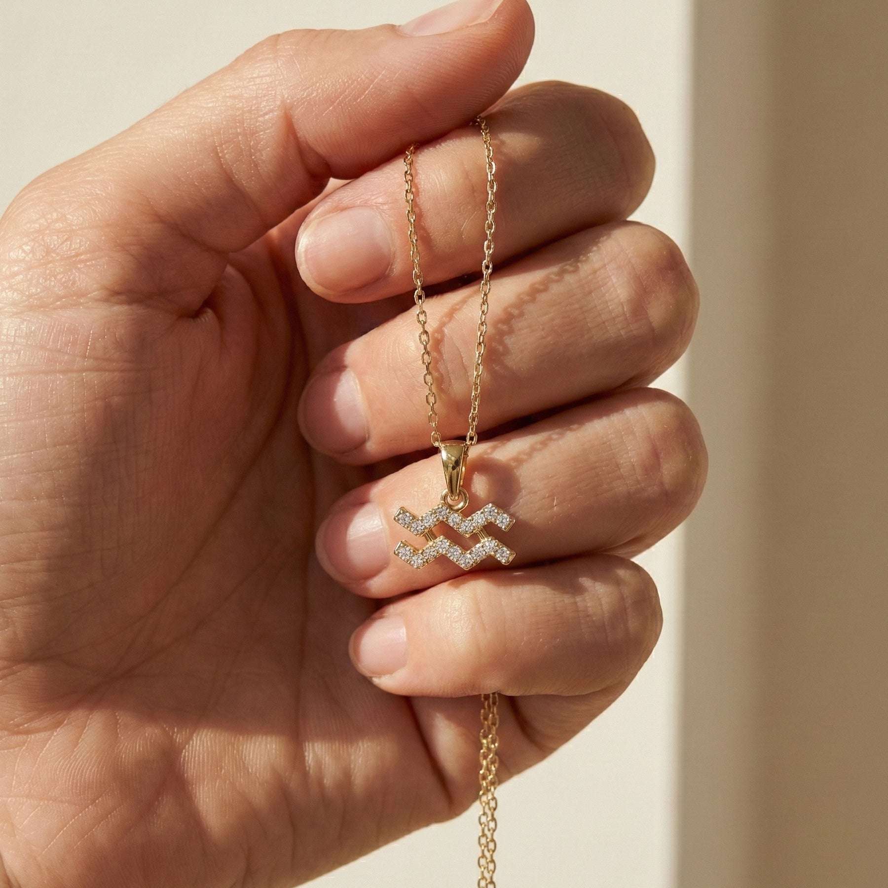 Astrology Aquarius Zodiac Sign Pendant Necklace