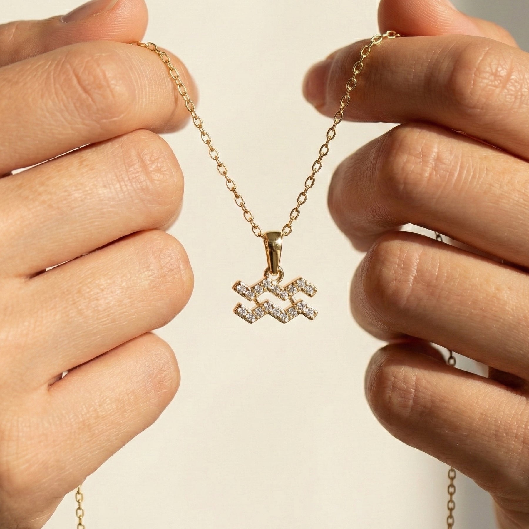Astrology Aquarius Zodiac Sign Pendant Necklace
