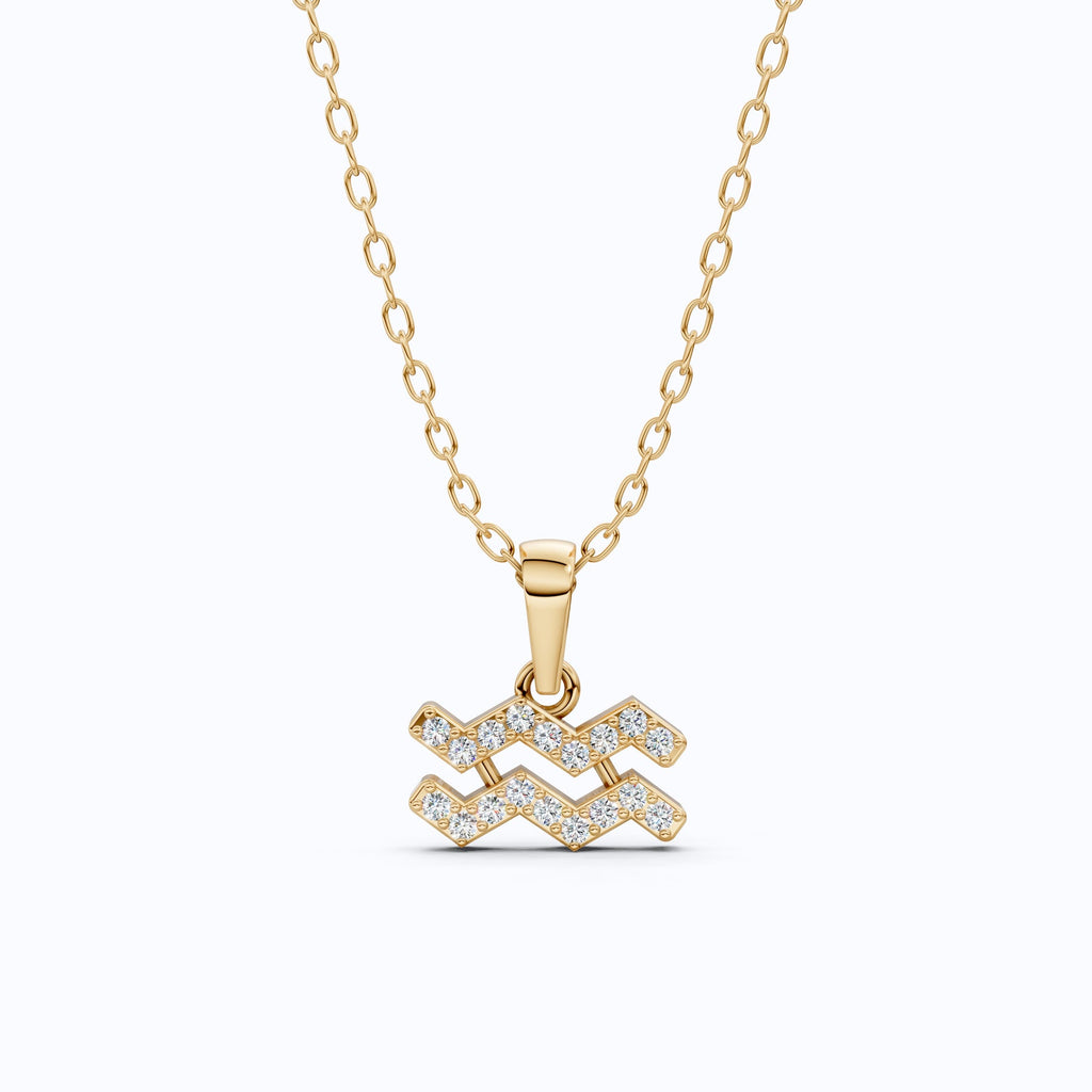 Astrology Aquarius Zodiac Sign Pendant Necklace