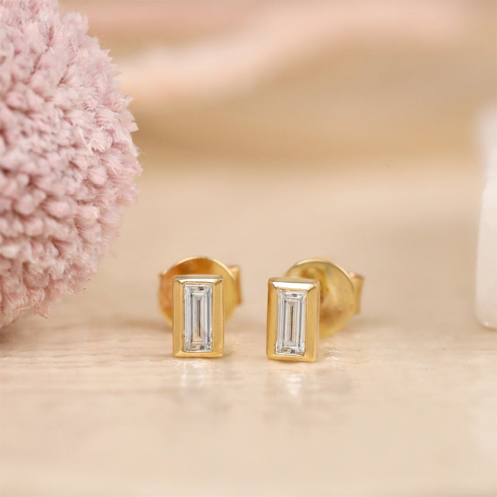 Baguette Frame Stud Earrings